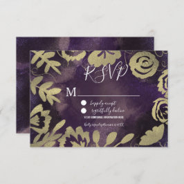 Convites Casamento Rosa Roxo-Dourado do Jardim Floral Botân