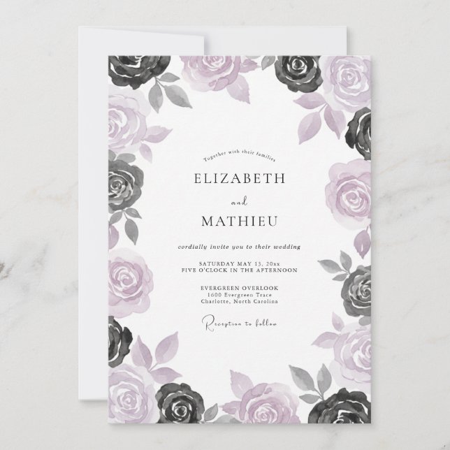 Convites Casamento Rosa Slate Orquídea (Frente)