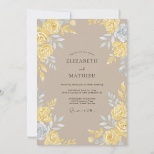 Convites Casamento Rosa Taupe Amarela
