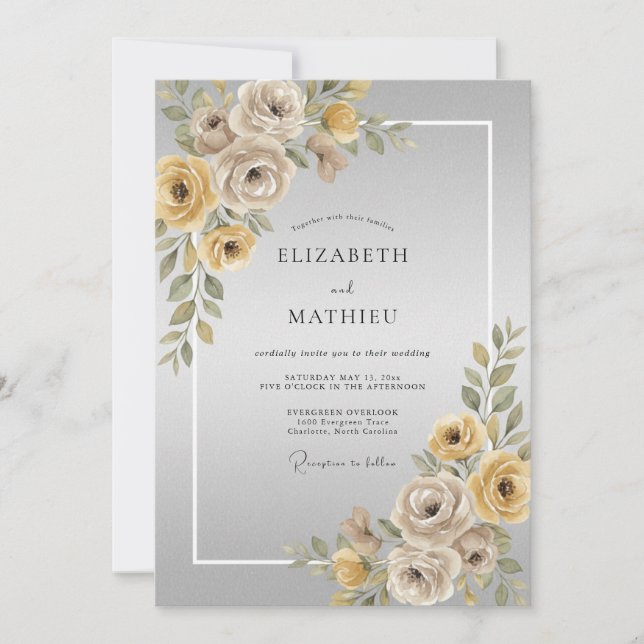 Convites Casamento Rosa Taupe Dourada (Frente)
