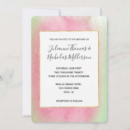 Convites Casamento Rosa Tropical Mint