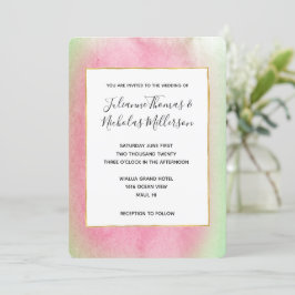 Convites Casamento Rosa Tropical Mint