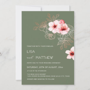 Convites Casamento Rosa Verde Flor de Cerejeira