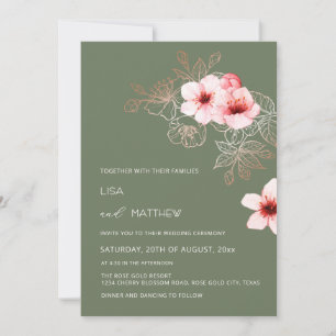 Convites Casamento Rosa Verde Flor de Cerejeira