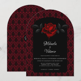Convites Casamento Rosa Vermelha Damasco Gótica