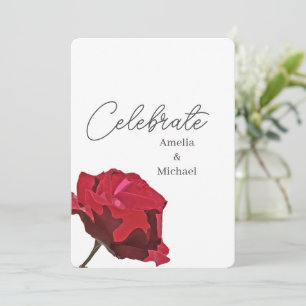 Convites Casamento Rosa Vermelha Romântica