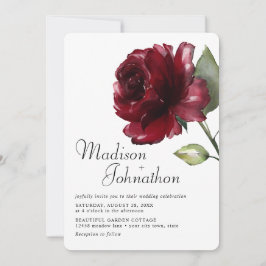 Convites Casamento Rosa Vermelho Burgundy Aquarela Mínima