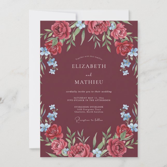 Convites Casamento Rosa Vibrante Marrom (Frente)