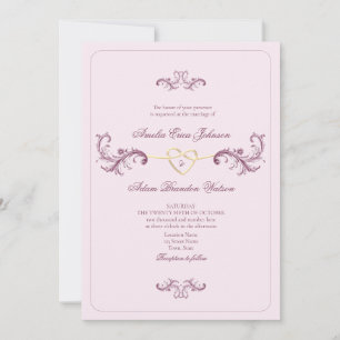 Convites Casamento Rosa Vintage Rococó