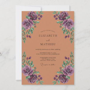Convites Casamento Rosa Violeta Antiga Terracota