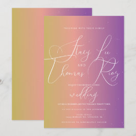 Convites Casamento Roscrito Roxo Ombre Moderno e Ousado  