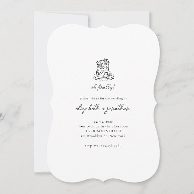 Convites Casamento Roteiro Minimalista Oh Finalmente (Frente)