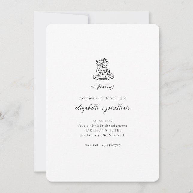 Convites Casamento Roteiro Minimalista Oh Finalmente (Frente)