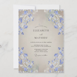 Convites Casamento Roxo Azul Bege