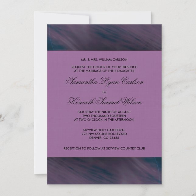 Convites Casamento Roxo Berinjela (Frente)