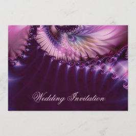 Convites Casamento roxo da pena do pavão do fractal