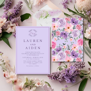 Convites Casamento roxo de Lavanda do Jardim da Aquarela Ro