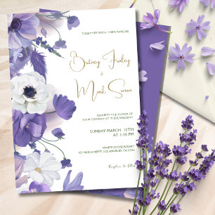 Convites Casamento Roxo de Mauve de Flores Selvagens Russas