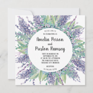 Convites Casamento roxo do eucalipto floral do amor da