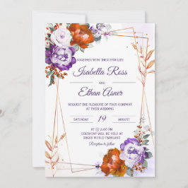 Convites Casamento Roxo e Laranja Queimada