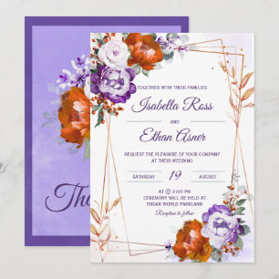 Convites Casamento Roxo e Laranja Queimada
