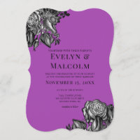 Casamento Roxo Elétrico de Rosas Negras e Brancas