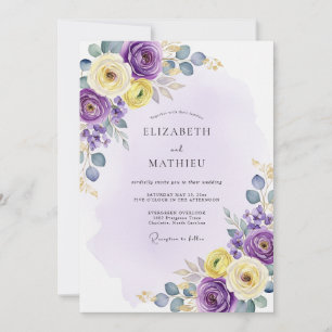 Convites Casamento roxo etéreo de primavera