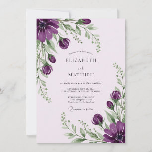 Convites Casamento roxo florescente de primavera