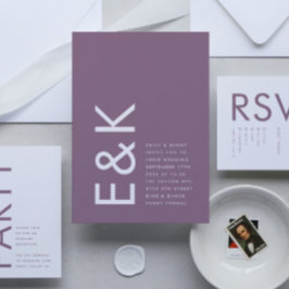 Convites Casamento Roxo Grande Monograma Ultra Moderno