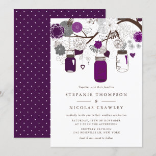 Convites Casamento Roxo Hang Jars
