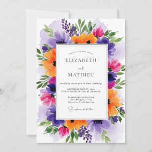 Convites Casamento roxo jubiloso de primavera