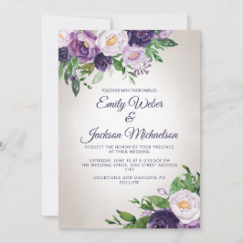 Convites Casamento Roxo Lavanda Folhagem