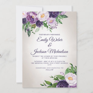Convites Casamento Roxo Lavanda Folhagem