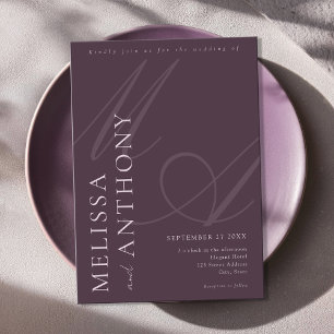 Convites Casamento Roxo Mínimo Elegante Moderno