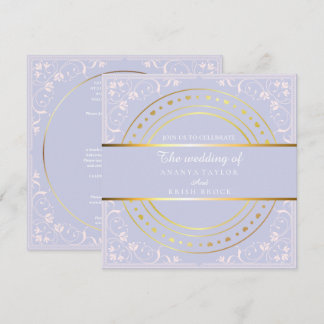 Convites Casamento Roxo Pastel e Dourado
