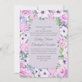 Convites Casamento Roxo Ranunculus Anenome Floral Wreath