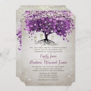 Convites Casamento Roxo Roxo Mason Jar