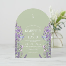 Convites Casamento Roxo Salvia Rústica de Flor Silvestre
