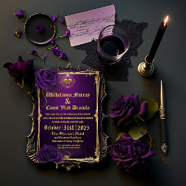 Convites Casamento Roxo Vintage Gótica