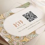 Convites Casamento RSVP Código QR Vintage Art Nouveau Mucha<br><div class="desc">Cartão RSVP do Casamento vintage Art Nouveau, de Alphonse Mucha, num design floral, romântico e caprichoso. Os florescimentos vitorianos complementam os tipos clássicos de arte deco fonts. Introduza o URL do Web site e os dados pessoais e está concluído. Se você quiser mudar o design, simplesmente clique no botão azul...</div>