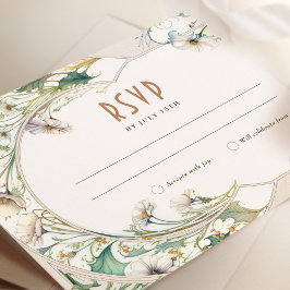 Convites Casamento RSVP Daisy Vintage Art Nouveau por Mucha