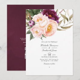 Convites Casamento RSVP de Código de QR Floral de Plum e Pe