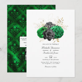 Convites Casamento RSVP de Código de QR Floral e Escuro Eme