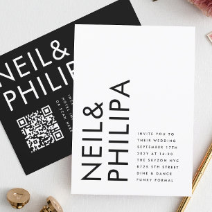 Convites Casamento RSVP de CÓDIGO QR DE CÓDIGO EDITÁVEL Mod