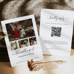 Convites Casamento RSVP de Código QR de Colagem de Foto do<br><div class="desc">Design moderno e elegante imprimiu o Convite de Casamento RSVP de Código QR de Colagem de Fotos do Script 4 Moderno para Colagem de Fotos Moderno, que pode ser personalizado com seu texto. Clique no botão "Personalizar" e use nossa ferramenta design para modificar este modelo. Veja a Design de Arte...</div>