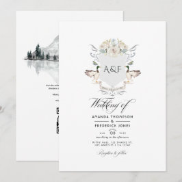 Convites Casamento RSVP de Código QR de Crest Monograma Lak