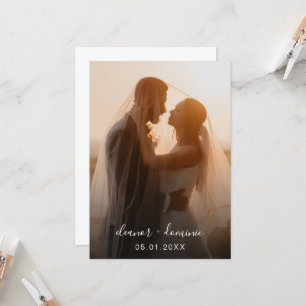 Convites Casamento RSVP de Código QR de Foto de Script Mini