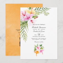 Convites Casamento RSVP de Código QR de Praia Floral Tropic
