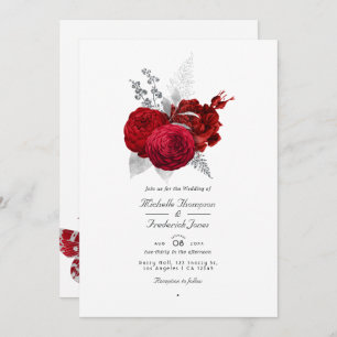 Convites Casamento RSVP de Código QR de Rosa de Vintage Red