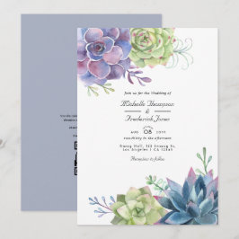 Convites Casamento RSVP de Código QR para Suculentes do Des